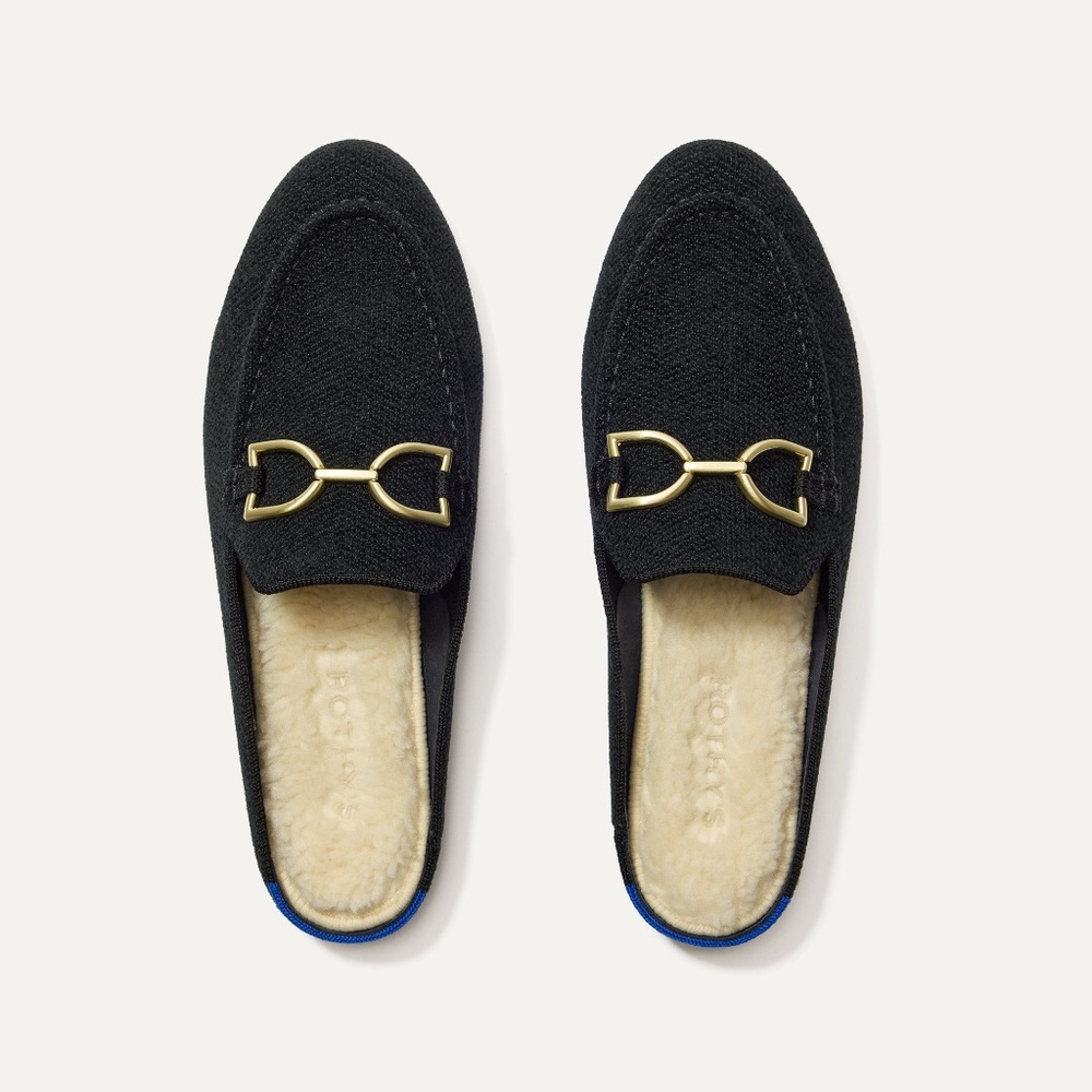 Rothy's The ReVelvet™ Cozy Bit Loafer Mule - ReVelvet™ Black Size 7.5